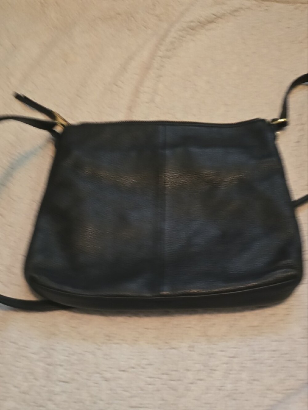 Butter-Soft Calvin Klein Black Pebbled Leather Crossbody Purse with Gold Accents - Picture 7 of 9